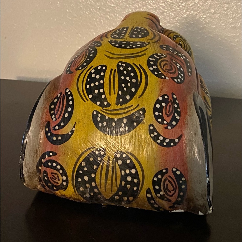 Handcrafted Mexican Folk Art Carved Wood Jaguar Leopard Wall Mask Sculpture - Picture 6 of 7